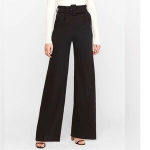BNWT Express High-Waist Wide-Leg Black Pants with Belt SIZE 0S